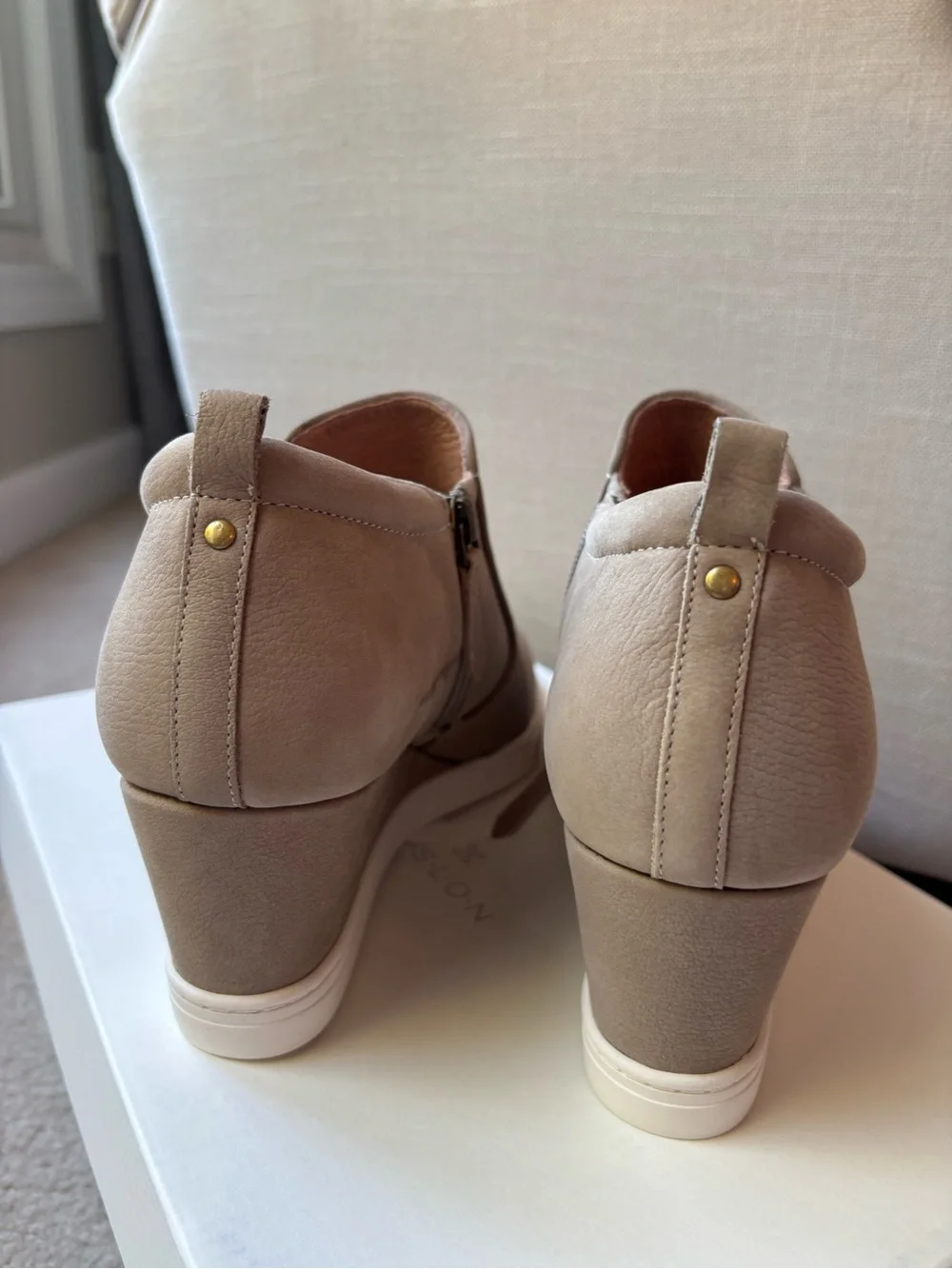 Caslon Taupe Perforated Slip-On Wedge Sneakers